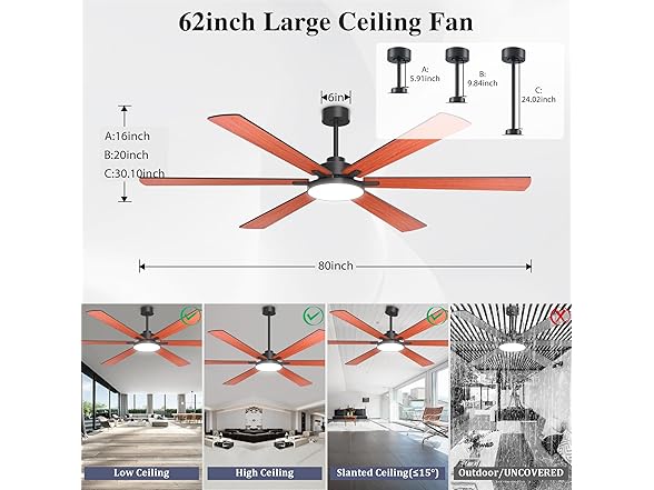 80" Ceiling Fan with Light Remote