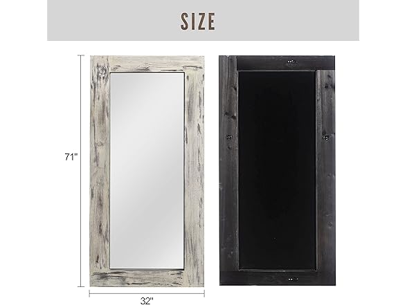 KIAYACI Over Sized Floor Mirror Wood Frame 71" x 32"