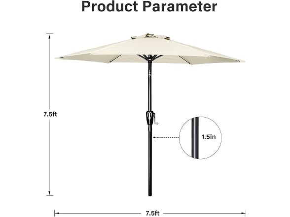Simple Deluxe 7.5ft Patio Umbrella White