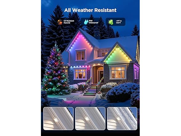 Brightown Permanent Outdoor Lights, 150FT RGB LED String Lights