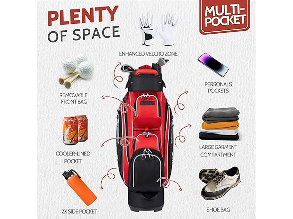 UNIHIMAL BC6275260307559 Red Golf Cart Bag Pro