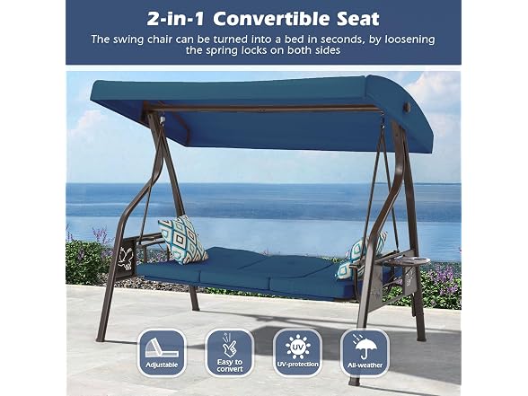ZZW 3-Seat Outdoor Porch Swing with Stand