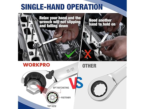 WORKPRO 7pc Reversible Ratchet Set