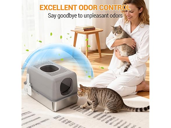 CuisinSmart Enclosed Stainless Steel Cat Litter Box