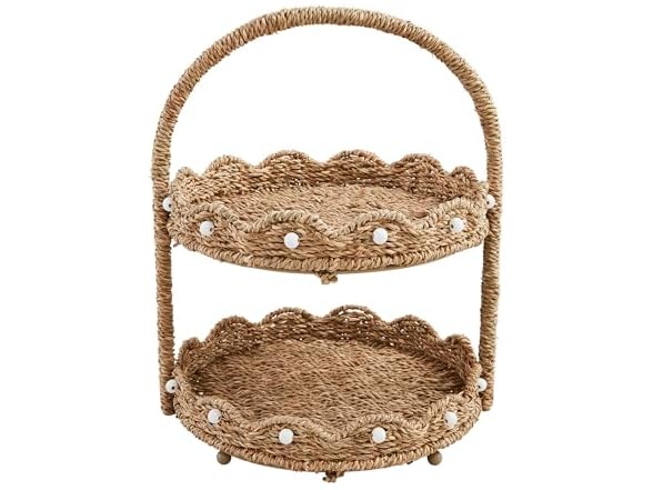 Mud Pie Dia Scalloped Woven Tiered Serve