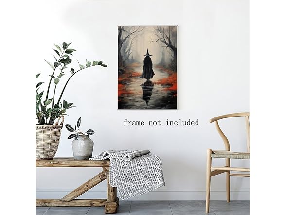 Witch in haunted forest painting
