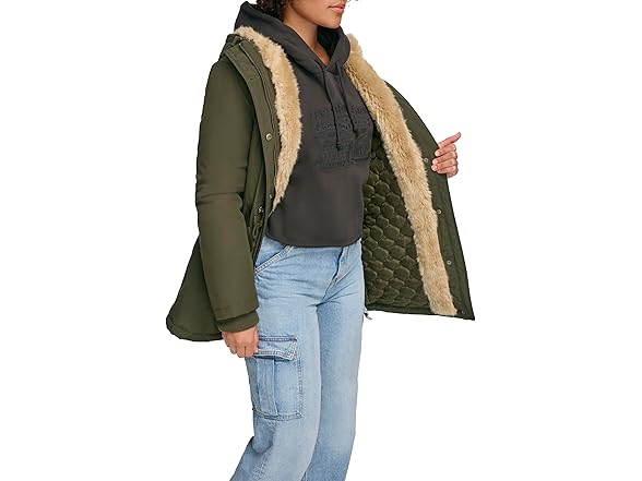 Levi's Women's Olive Parka (1X) (Open Box)