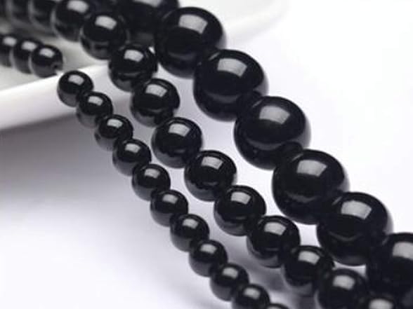 10mm Black Agate Beads 35pcs Round Loose Smooth Beads