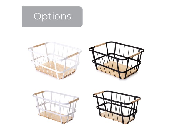 Smart Design Wire Basket w/Wood Accents