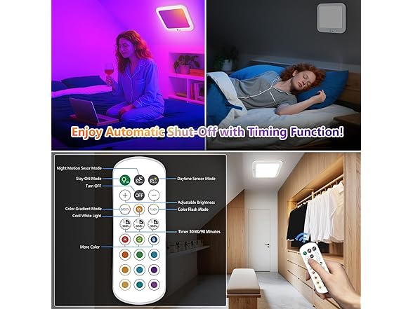 Rechargeable Motion Sensor Ceiling Light with Remote