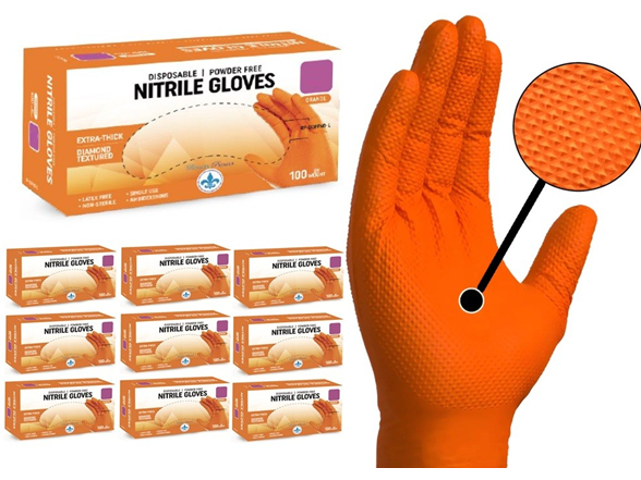 Royalty Premier 8 Mil 1000pcs Orange Nitrile Gloves