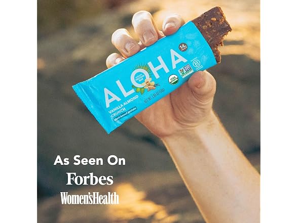 Aloha Organic Vanilla Almond Crunch Bar 12 Count