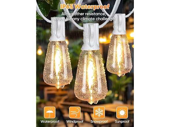 Brightever White Outdoor String Lights with Remote