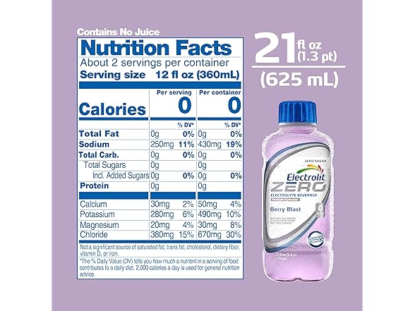 12PK Electrolit Zero, Electrolyte Beverage, Berry Blast