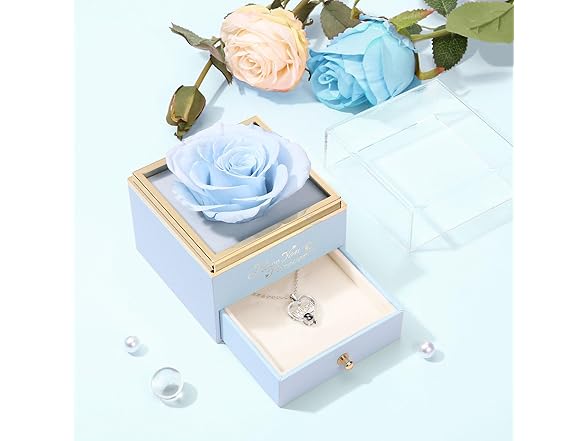 WILDLOVE Preserved Real Light Blue Rose