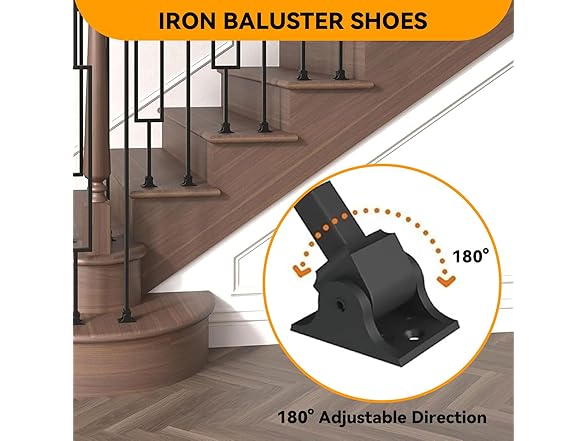 Iron Baluster Shoes 1/2" Black 10Pcs