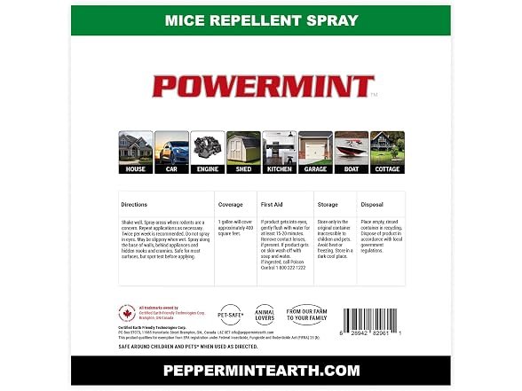 Powermint 1 Gallon Peppermint Oil Mice Repellent Spray 2-Pack