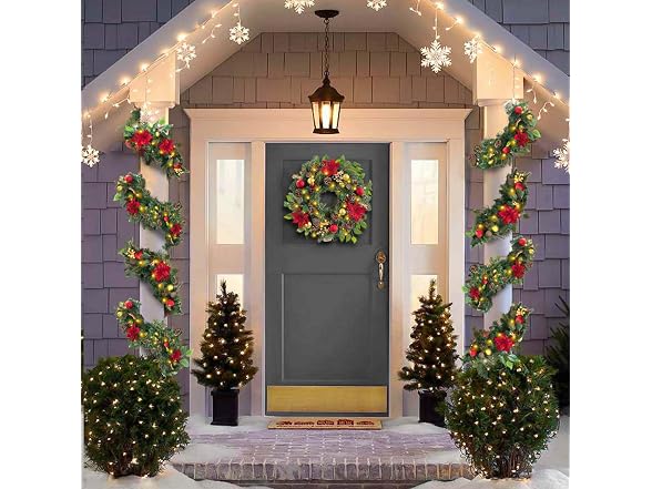 WANNA-CUL Pre-Lit 6' Red/Gold Christmas Garland - Gallery 6
