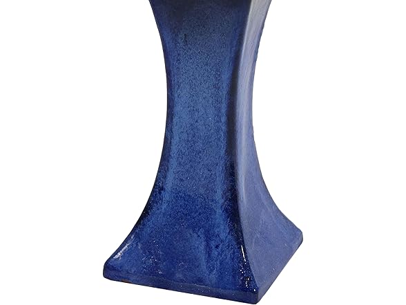Sunnydaze Ceramic Bird Bath 16" H Blue Glaze Finish
