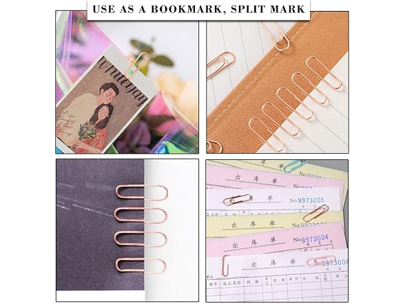 SUMAJU 200 Pcs Rose Gold Paper Clips, 1.1" Sc