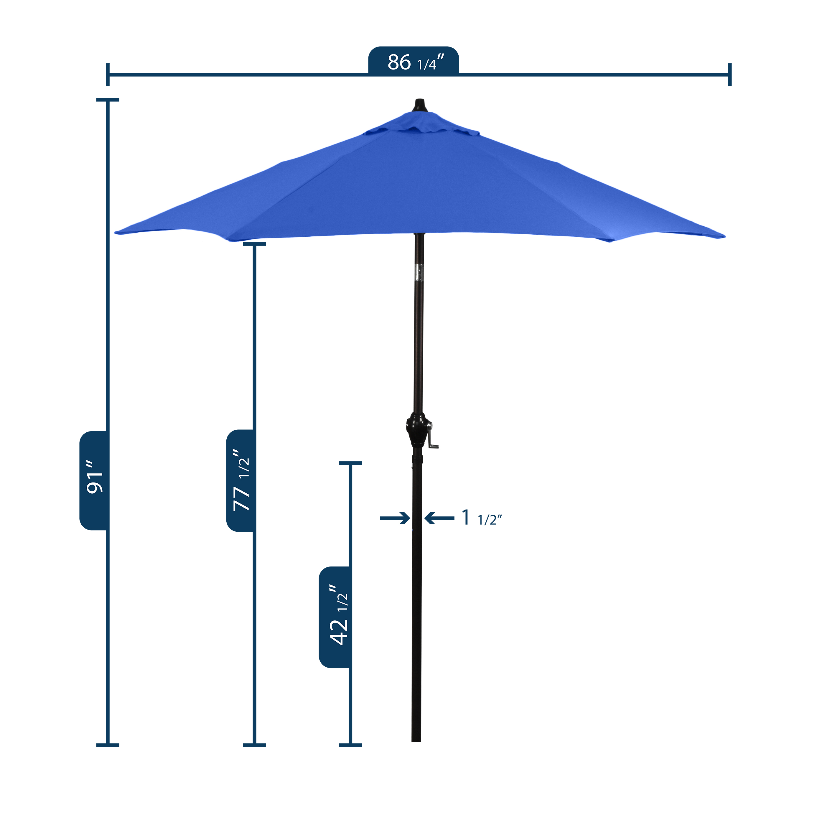 Astella 7.5'Rd Tiliting Aluminum Patio Umbrella, Crank Open - Gallery 41