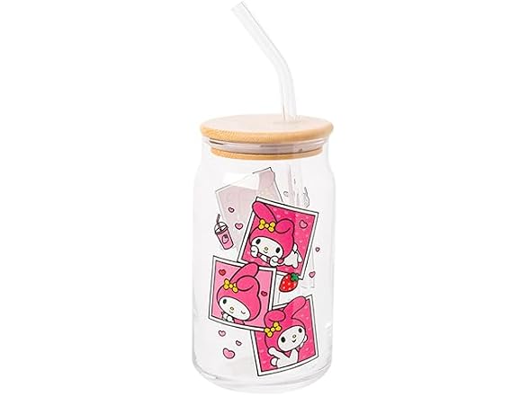 Silver Buffalo Sanrio My Melody, Glass Tumbler, 16oz