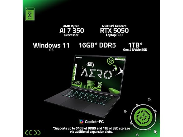 GIGABYTE AERO X16 Copilot+ 16" Gaming Laptop