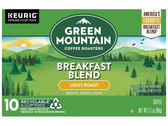 10CT Green Mountain Coffee Roasters, Light Roast