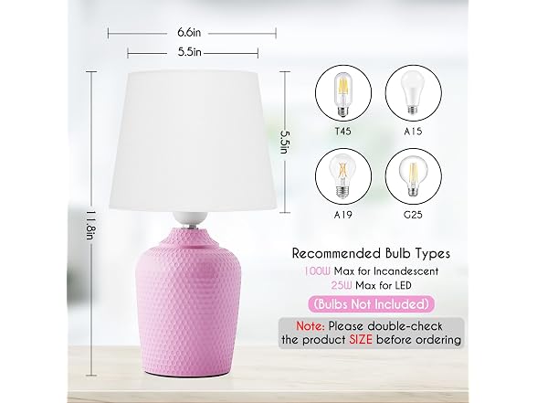 BesLowe Small Table Lamps Set of 2