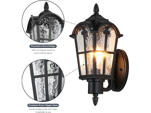 Sucolite 16in Outdoor Wall Lantern Black