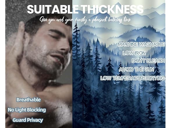 Navy Blue Forest Shower Curt Dark Mountain