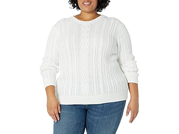 Amazon Essentials Women Soft Cotton Cable Sweater