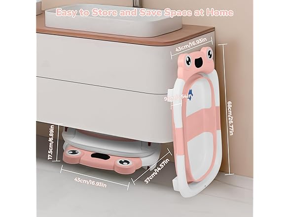 DEANIC Collapsible Baby Bathtub, Pink