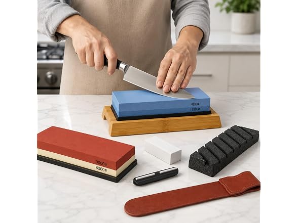 Knife Sharpening Stone Set, 400/1000