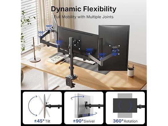 HUANUO Triple Monitor Mount - Gallery 5