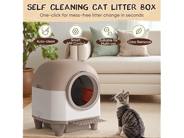 GUNJI Self-Cleaning Litter Box – 90L, APP Co