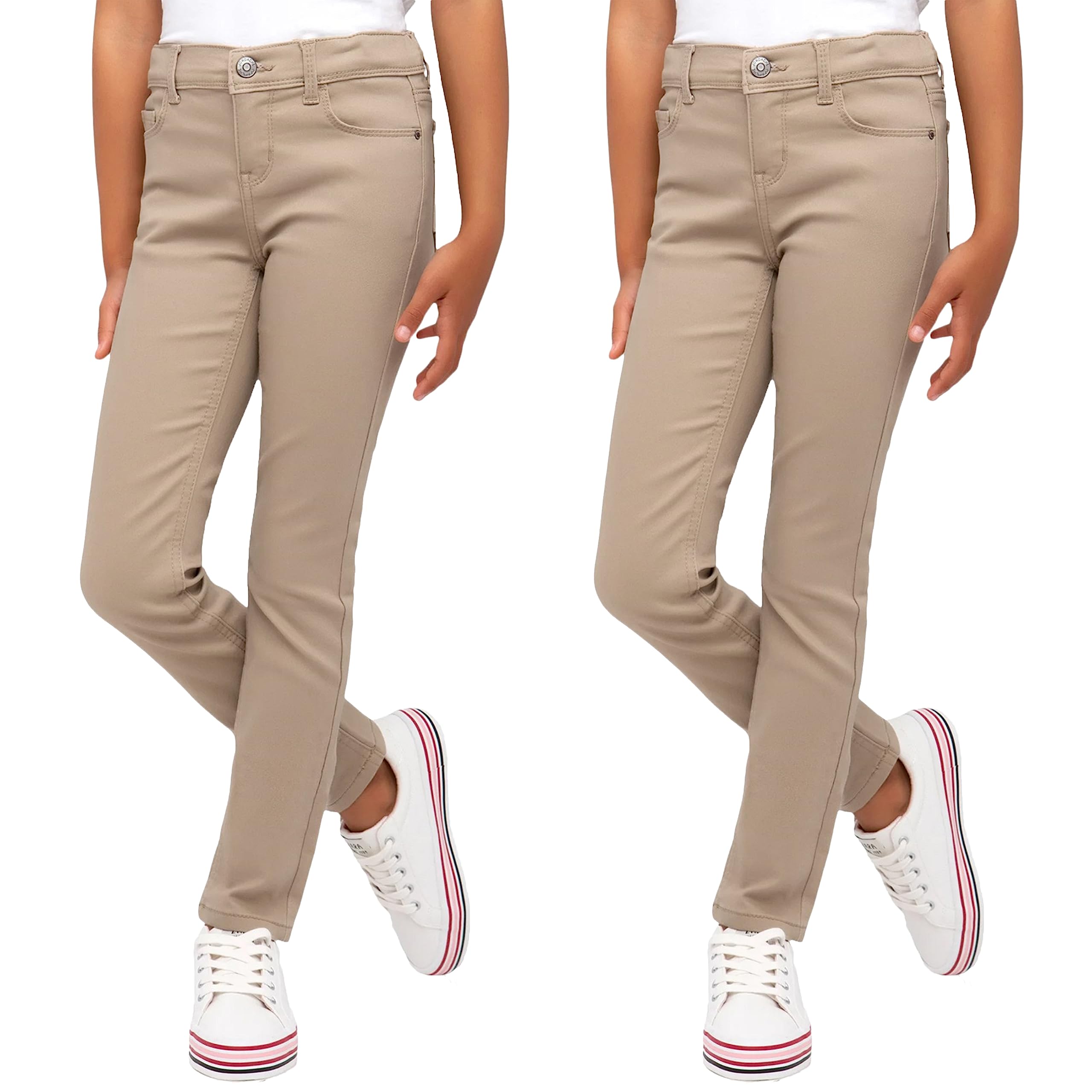 2PK Girls Stretch Pencil Uniform Pants - Gallery 15