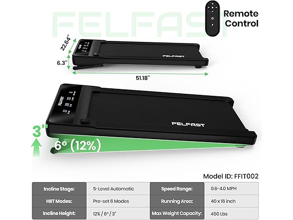 Walking Pad with 12% 6° Auto Incline