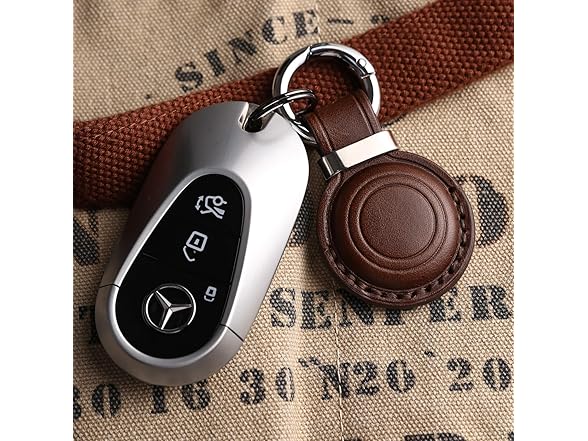 Genuine Leather AirTag Keychain Holder