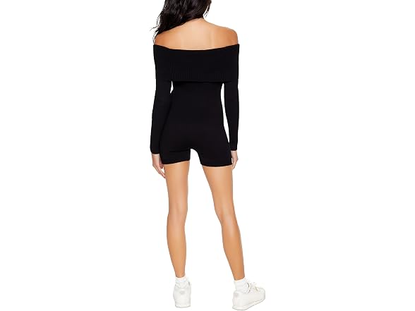Forever 21 Women (S) Sweater-Knit Romper Black