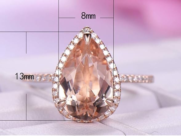 Yuren Wedding Rings Rose Gold Filled Pear Cut Crystal (6)
