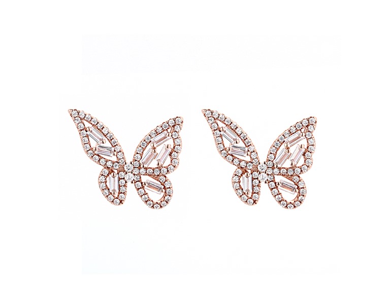 AAA IGT-DAAS-DEBS5051-R Sterling Silver Butterfly Earrings Rose Gold