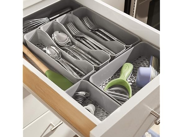 Spectrum HEXA 5-Divider Expandable Silverware Tray (Stone Gray) 