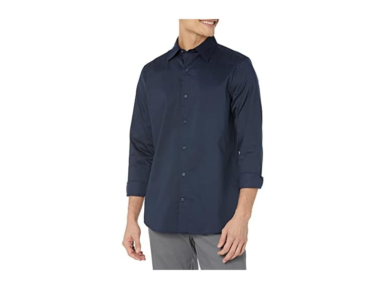 Amazon Essentials Dress Shirts, Button Down, Long Sleeve, Regular-Fit Stretch, Navy, X-Large