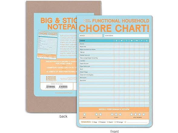 Knock Knock Chore Chart Big & Sticky Notepad
