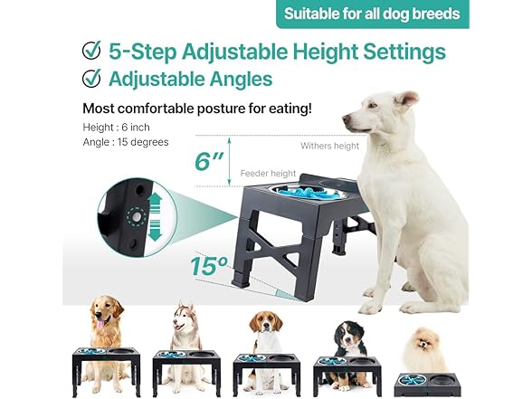 sallang D'tail Elevated Dog Bowls, Adjustable
