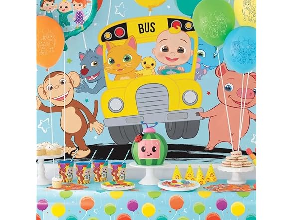 Cocomelon Multicolor Photo Booth Backdrop - 60" x 48"