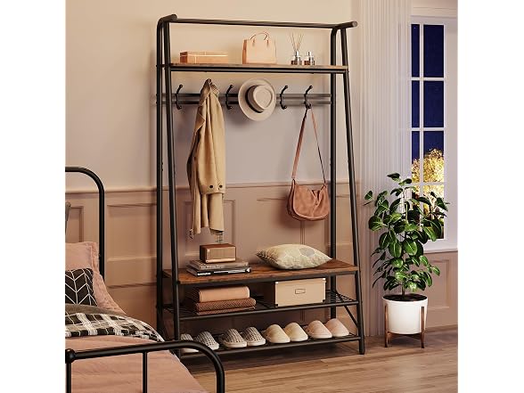 OUTLANE 4-in-1 Entryway Hall Tree with Shoe Bench