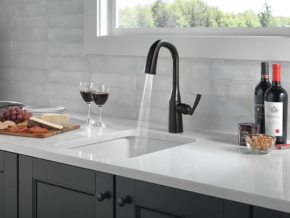Delta Faucet Stryke Matte Black Bar Faucet w Sprayer