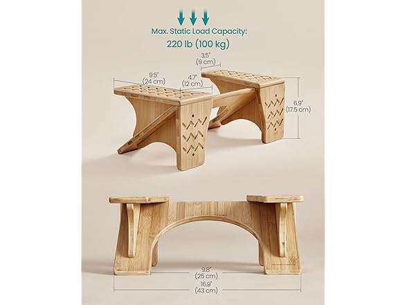 SONGMICS Bamboo Toilet Stool